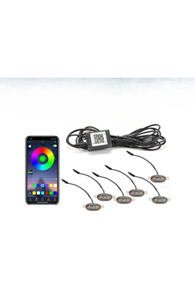 SMARTIC Set de 6 lămpi LED RGB 12V pentru grila frontală, controlate prin apl...