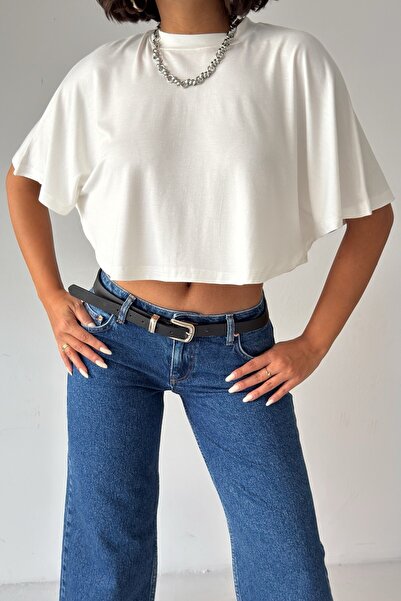 CrepTekstil Crep Women's Oversize Crop T-Shirt Viscose Lycra Single Jersey Lo...