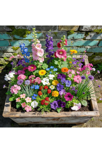 Bloom & Sow Seed Colorful Mixed Seasonal Wildflower Seeds, Multi Height Potte...