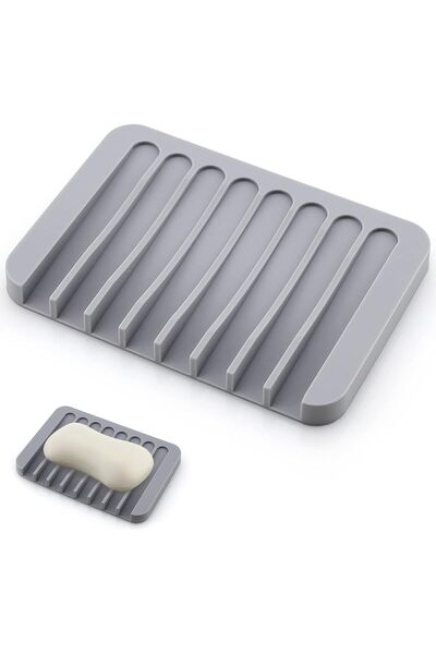 STARSTAR 1-Piece Silicone Soap Dish Shower Holder (Grey), Suitable for Bathro...