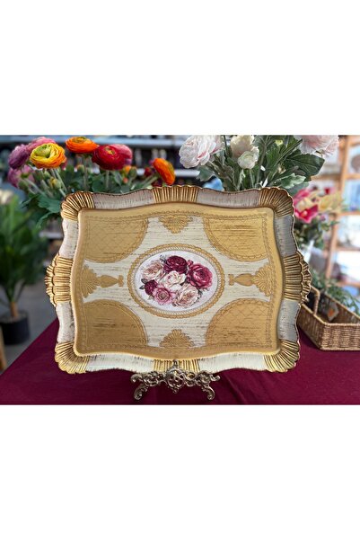 Fiorenza Brand Handcrafted Painted Rosewood Tray 49 cm