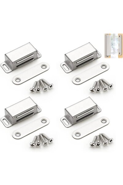 STARSTAR 4-Pack Stainless Steel Magnetic Door Catches, Strong Silver Cabinet ...