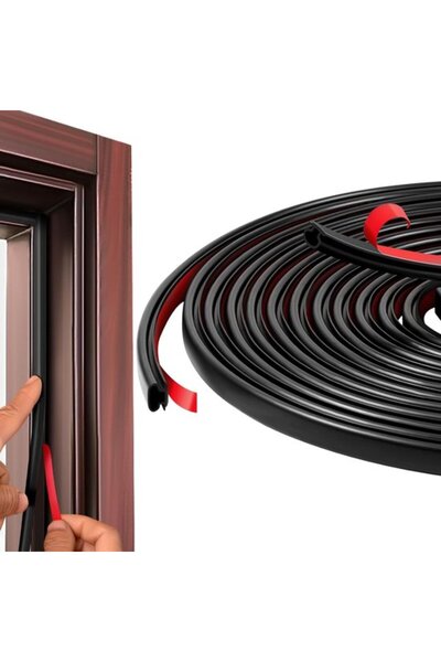 STARSTAR 6m Black D-Type Self-Adhesive Rubber Door Seal, Sound Insulating & C...
