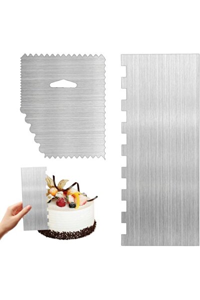 STARSTAR 2-Piece Striped Edge Cake Scraper & Decorating Comb Set - Stainless ...