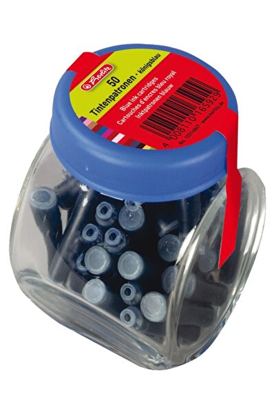Herlitz Patroane cerneala mici, albastru, in borcan, 50 buc/set