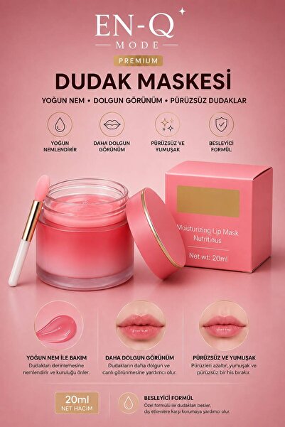 ENQ Dudak Maskesi | Yoğun Nemlendiren, Besleyici ve Pürüzsüz Dudak Bakımı | 2...