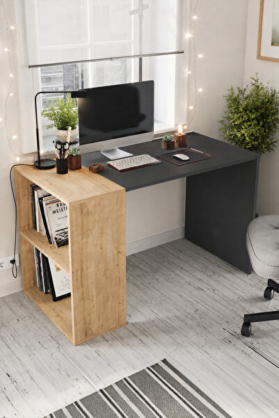 Bofigo 60x120 cm Smyrna Çalışma Masası Kitaplıklı Ofis Masası Bilgisayar Masa...