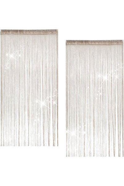 Morvena Picks 2 buc Perdele de ușă cu paiete de șampanie (100x200cm), plasă e...