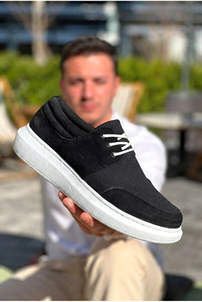 Zerenyus Zrk-X042 Premium Thick Sole Lace-Up Black and White Daily Casual Men...