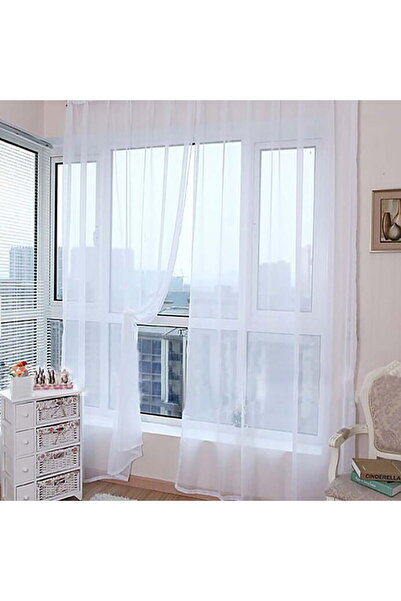 STARSTAR White sheer curtains, 78.8 inches long, two-piece set, suitable for ...