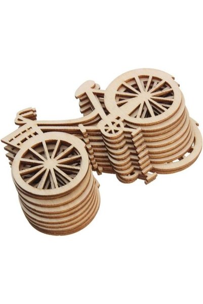 Morvena Picks 10 bucăți decupaje din lemn în formă de biciclete, ornamente ar...