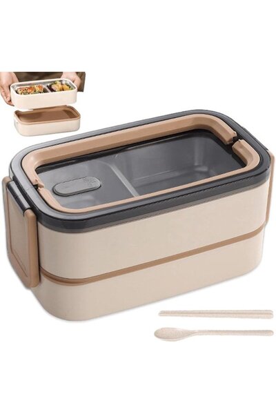 STARSTAR 1400ml double-layered bento box, leak-proof and sealed, made of stai...