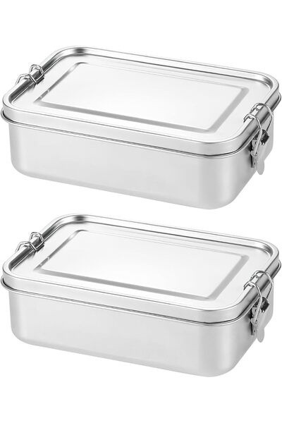 STARSTAR Two-piece stainless steel lunch box set, 850ml, with lock, leak-proo...