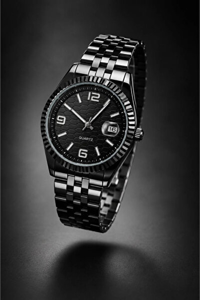 Generic Brand Men's Black Color Metal Cord Analog Wrist Watch with Calendar D...