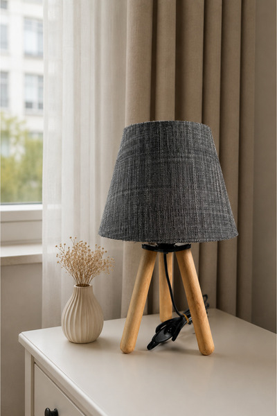 EvLight Tripod Bohemian Lace Fabric Headed Wooden Lampshade