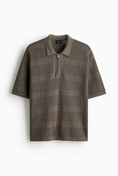 H&M Relaxed Fit Hole-knit polo shirt