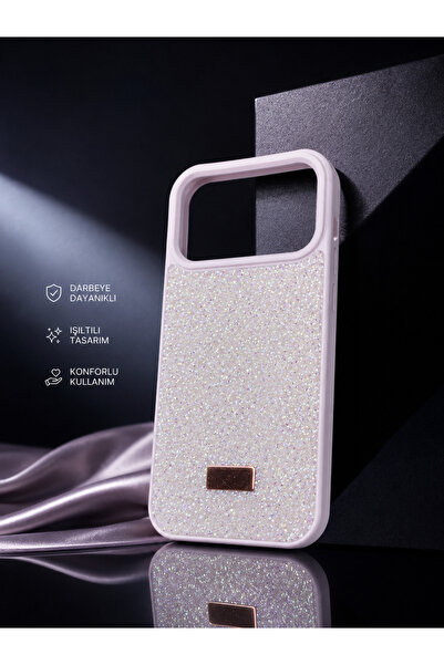 Vision iPhone 17 Pro Max Taşlı parlak kılıf