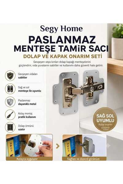 segyhome 2 Adet Menteşe Tamir Seti Dolap Kapak Tamir Sacı
