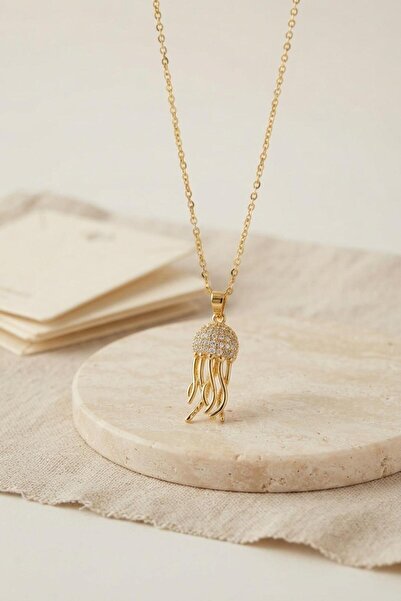 Generic Brand 316L Steel Chain Zircon Stone Jellyfish Model Necklace