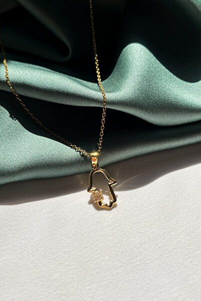 Berilya Aksesuar Evil Eye and Luck Symbol Fatma Ana Hand Pendant