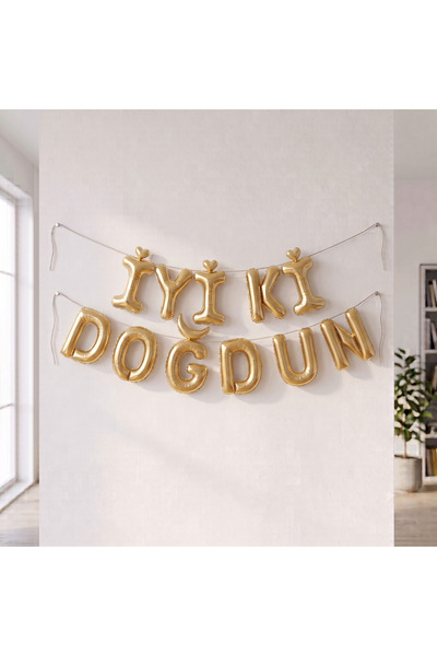 SırmalıHome Doğum Günü Partisi İçin Gold Folyo 'İYİKİ DOĞDUN' Yazılı 2mt ipli...
