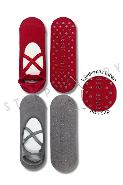 STEPPE BERRY 2 ζευγάρια Premium κάλτσες Pilates και Yoga με σταυρωτά λουράκια