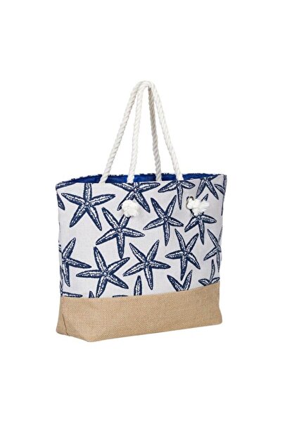 BAMI NETWORK Geanta plaja model stele de mare bej-albastru 57x34x42cm vara