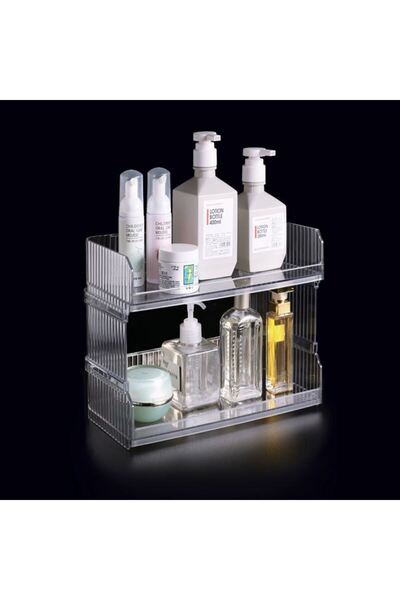 BAMI NETWORK Suport Organizator Baie Acrilic Transparent, 2 Nivele, Design Co...