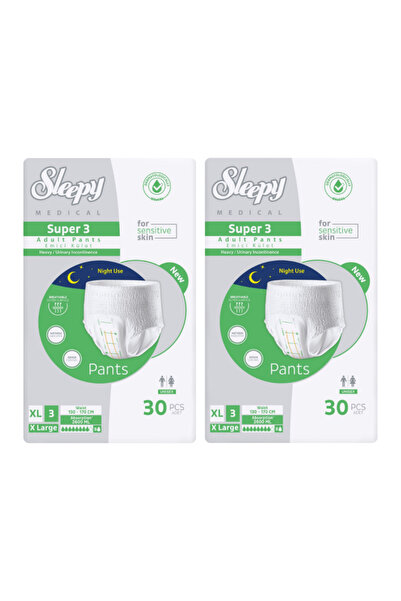 Sleepy Süper3 Emici Külot XL Beden 2 Paket 60 Adet