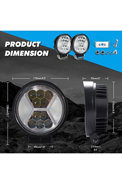 STARSTAR 2 PCS 12V LED work lights - 132W long-life LED headlights - 4x4 LED ...