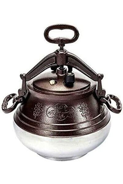 Generic Changqi Afghan Pressure Cooker 50L Aluminium Brown and Silver | Gas & Induction Compatible, 9mm Wall Thickness, Non-Stick Exterior, Safe Locking Lid, with Pot Holder