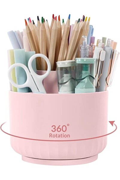 STARSTAR 360° Rotating Plastic Desk Organizer & Pen Tray (5 Compartments, Lig...