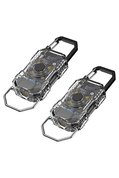 STARSTAR 2-Pack Rechargeable USB-C Mini LED Keychain Flashlights with Warning...