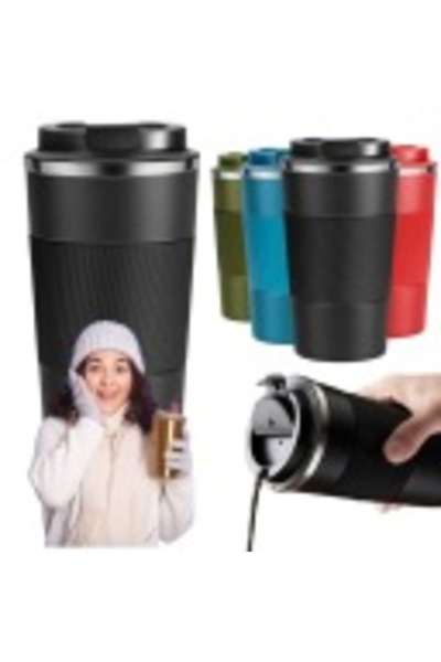 STARSTAR Large Stainless Steel Insulated Mug, Non-slip, 510ml - Black