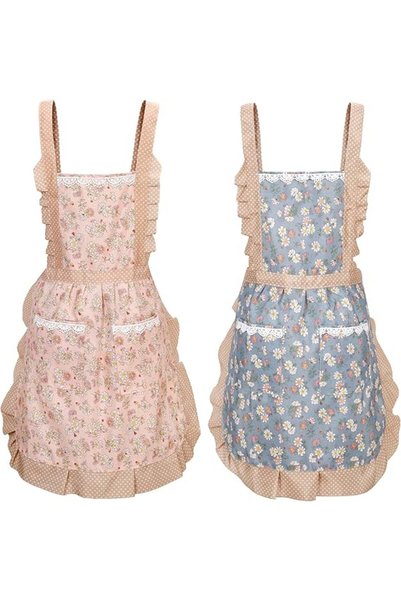 Morvena Picks Set de 2 șorțuri pentru femei cu buzunare, șorțuri cu imprimeu ...
