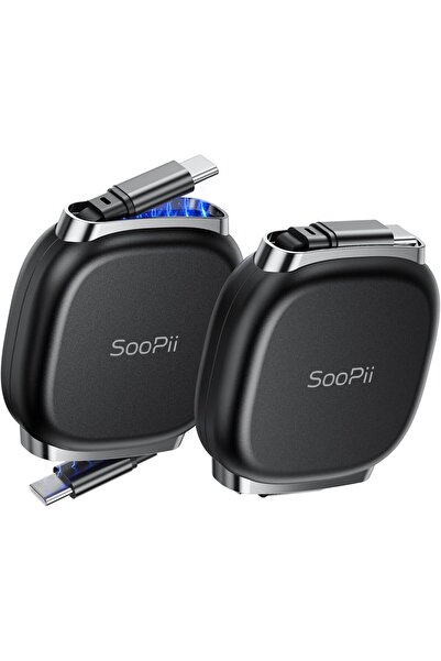 SooPii Retractable USB C to USB C Cable (2Pack 3.3FT), 240W USB C Fast Chargi...