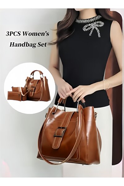 HALAMODO 3PCS Women's Handbag Set Shoulder Bag Messenger Bag Bucket Bag Cross...