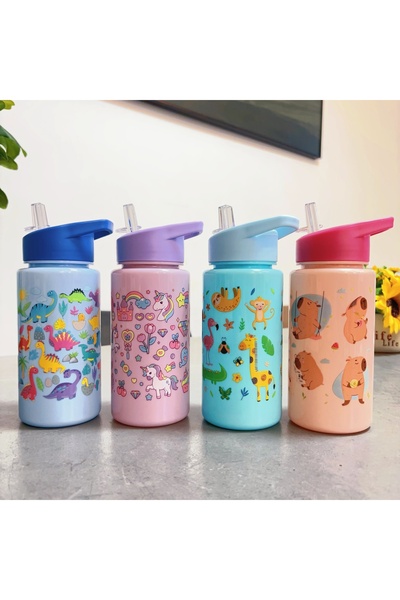 JUSTINLAU Cute 500 ml children's water bottle, portable for school, camping, ...