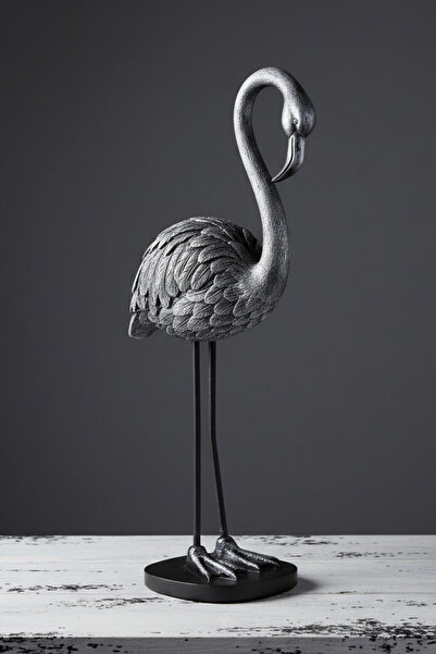 Tasarloxi Silver Gümüş Dekoratif Flamingo Biblo