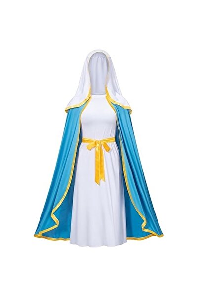 Funny Party Team Costum de Crăciun Fecioara Maria, cu albastru și galben, Ech...