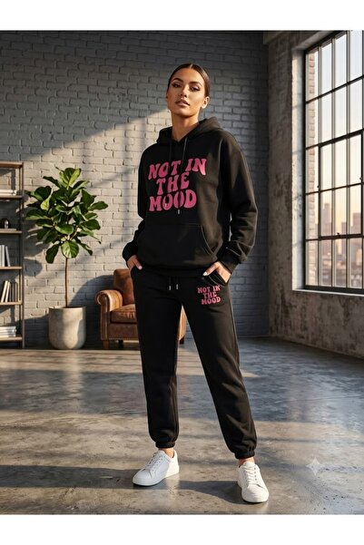 WOODROFFE Women's I'M Not in Fashion Oversize Hooded Tracksuit Set Loose Fit