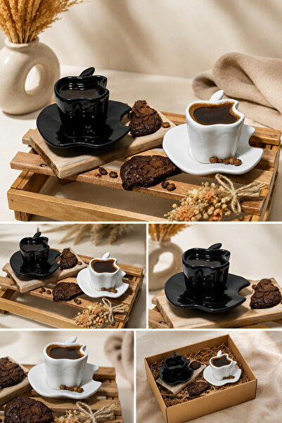 ARVALE 85 ml Set of 2 Ceramic Apple-Shaped Coffee Cups