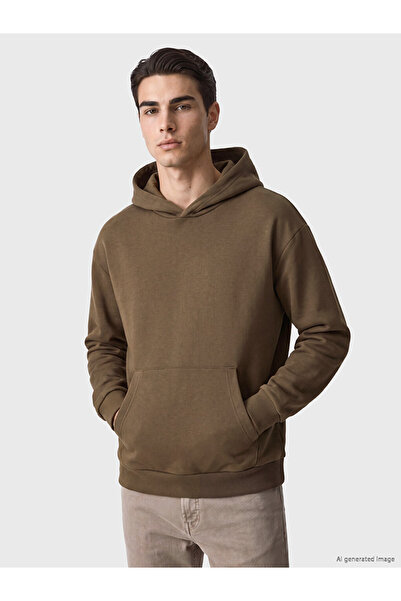 LC Waikiki Beige Kangaroo Pocket Men's Hoodie