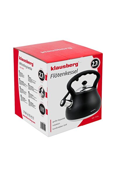 Klausberg Fierbător cu fluier 2,7L. Aragaz cu inducție NEGRU 7446