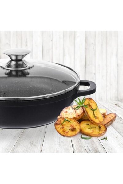 Orion Tigaie cu capac și mânere, antiaderentă cu granit, solidă, 28cm