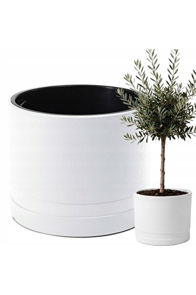 Deco4Home GHIVECI DE GRĂDINĂ PENTRU FLORI TERASĂ BALCON ALB MODERN CU DIAMETR...
