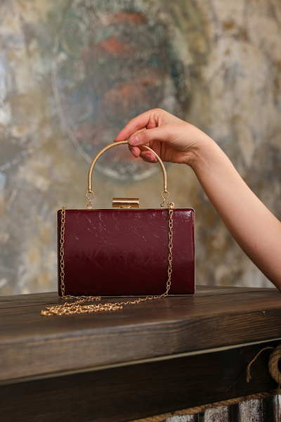 ROZA CANTA Women's Skin Burgundy Evening Dress Wedding Invitation Bag