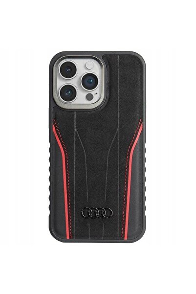 Audi Piele naturală MagSafe pentru iPhone 15 Pro Max 6.7" negru/roșu/negru