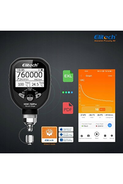 NO BRAND Elitech HVAC Wavucometru Digital, Wavucometru Fără Fir cu Adaptoare ...