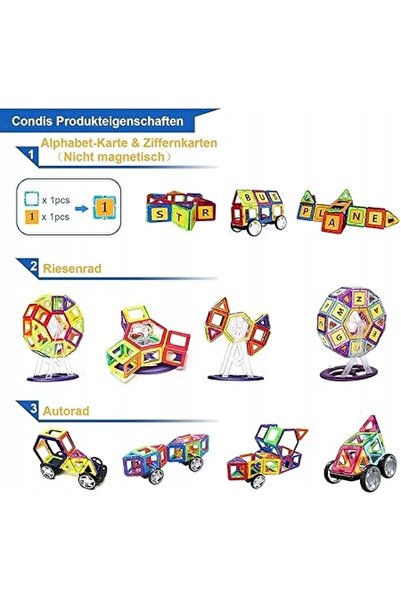NO BRAND 160 de piese blocuri magnetice pentru copii, jucării creative, jocur...